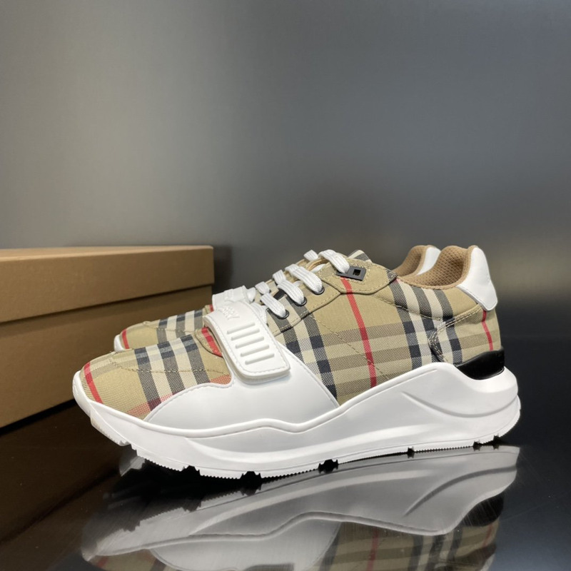B**rry beige check regis sneakers