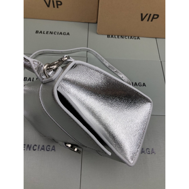 Ba*len*cia*ga hourglass bag water ripple silver