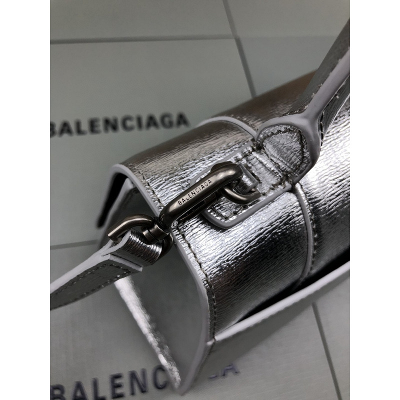 Ba*len*cia*ga small hourglass bag water ripple silver