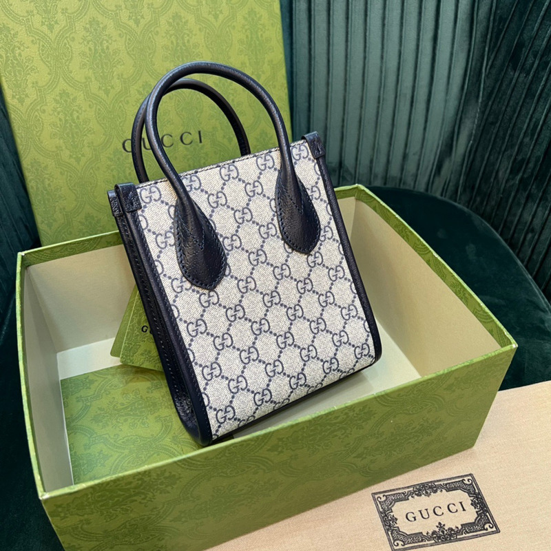 G*u*i mini interlocking g tote blue & beige