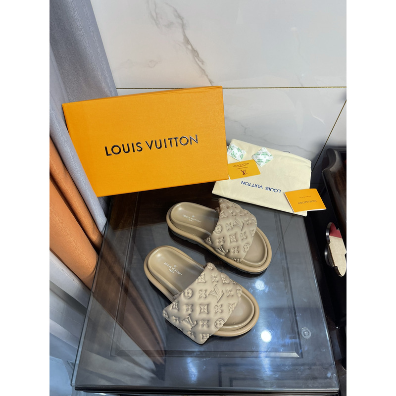 l**is V*t*n pool pillow comfort mules khaki green