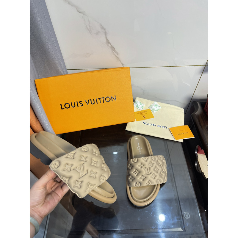 l**is V*t*n pool pillow comfort mules khaki green