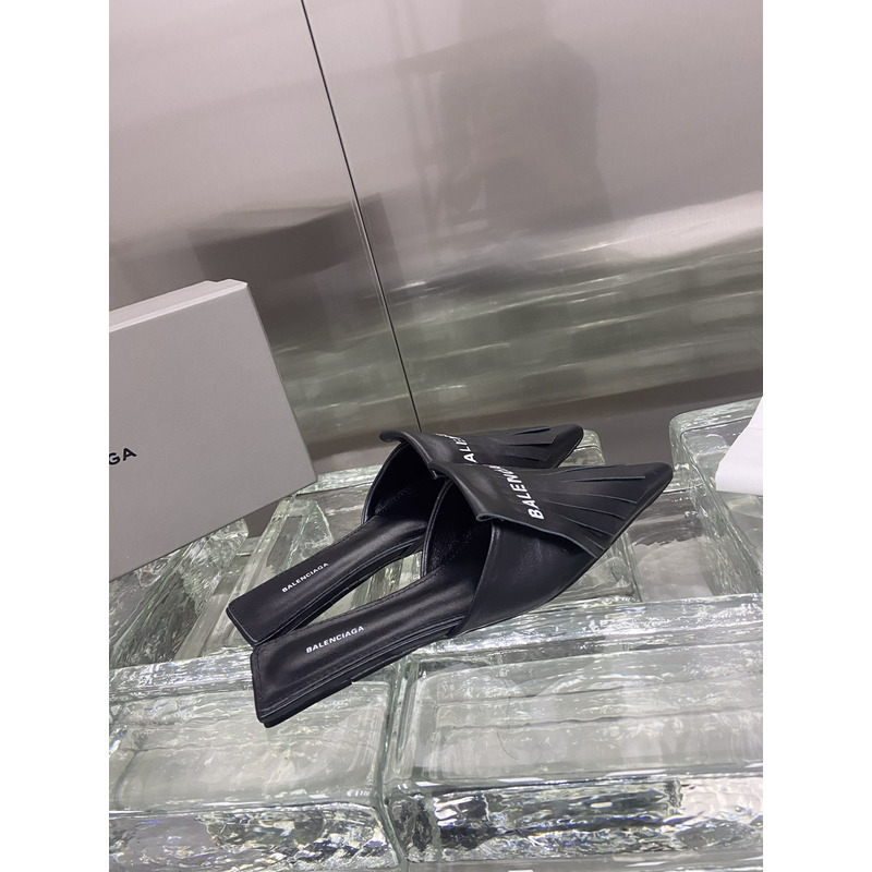 Ba*len*cia*ga mule fringes knife in leather with fringes and logo black