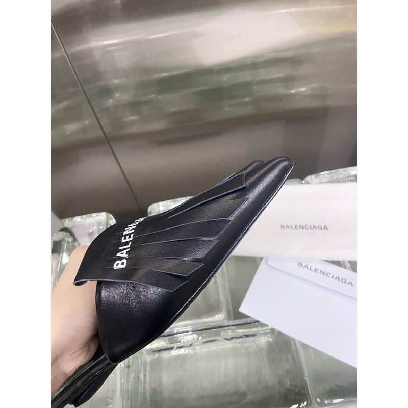 Ba*len*cia*ga mule fringes knife in leather with fringes and logo black