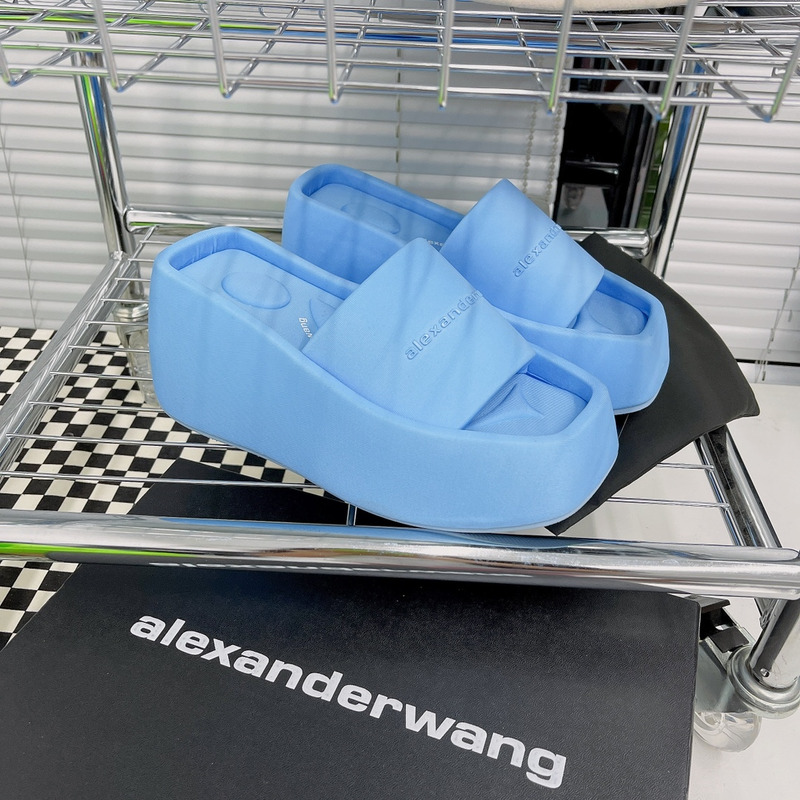 Alexander Wang Taji Platform Slide Sandal in Lycra Blue
