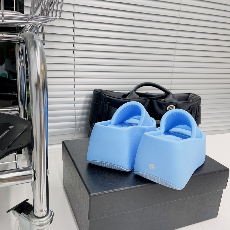 Alexander Wang Taji Platform Slide Sandal in Lycra Blue