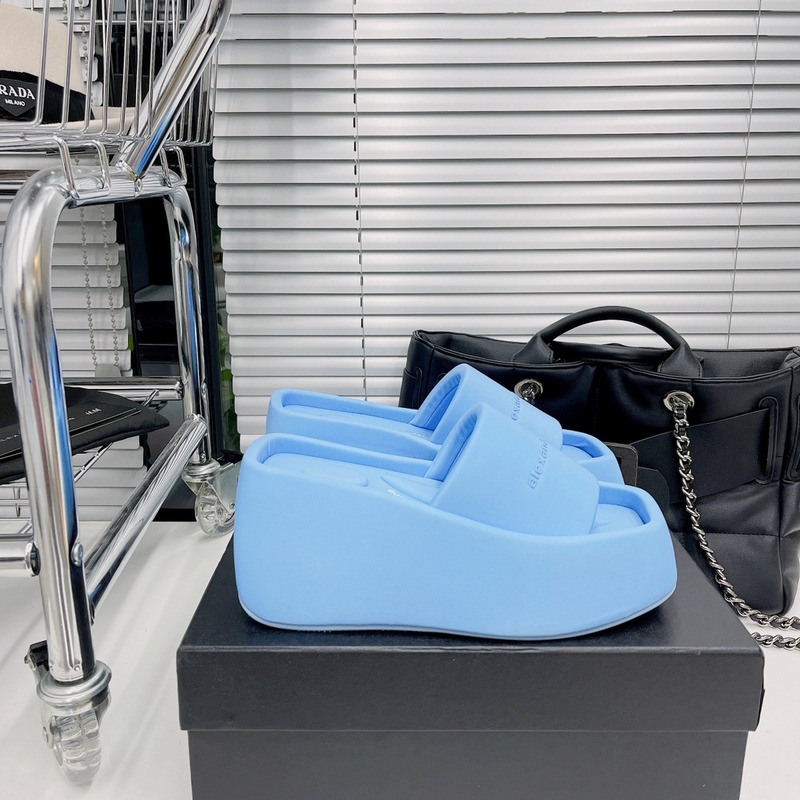 Alexander Wang Taji Platform Slide Sandal in Lycra Blue