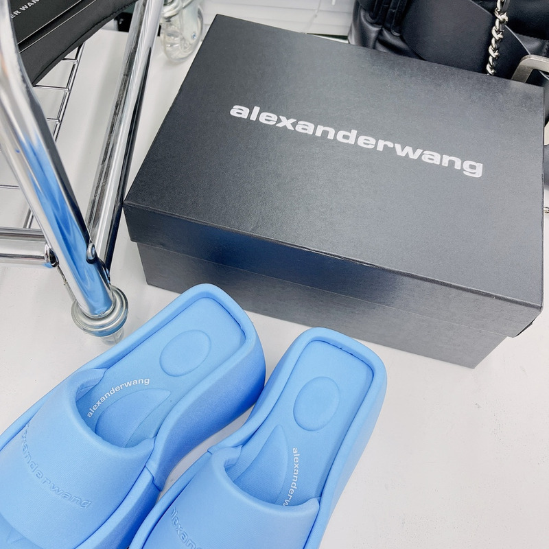 Alexander Wang Taji Platform Slide Sandal in Lycra Blue