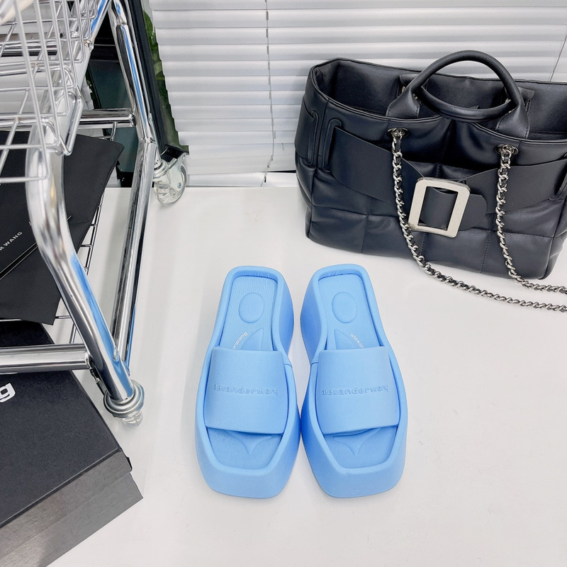 Alexander Wang Taji Platform Slide Sandal in Lycra Blue