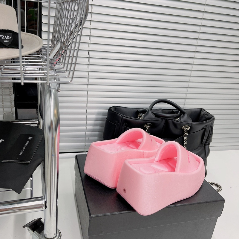 Alexander Wang Taji Platform Slide Sandal in Lycra Neon Bubblegum