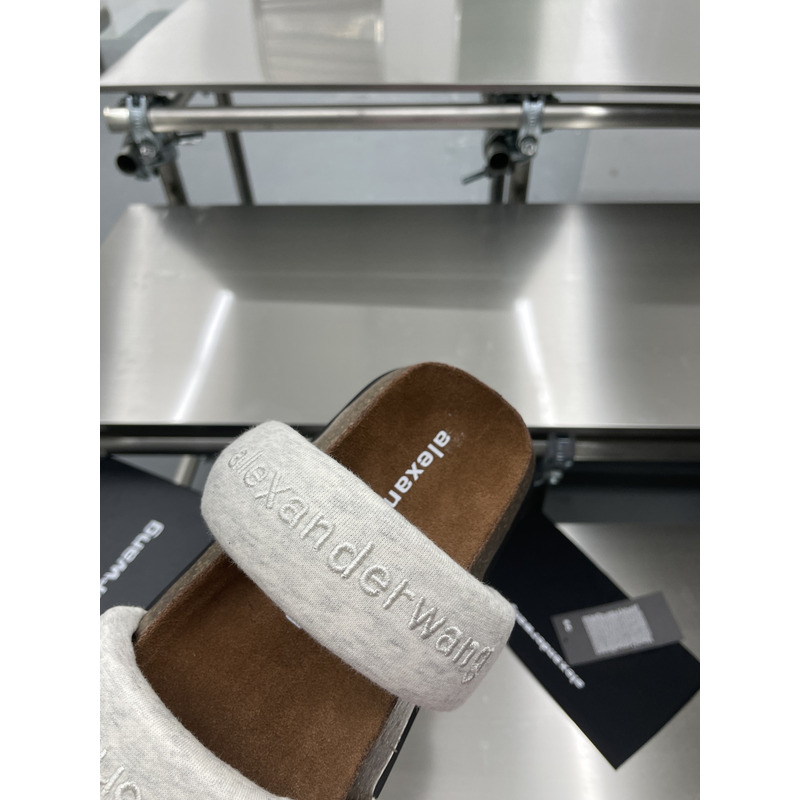 Alexander Wang Ronan Logo-embroidered Cotton-jersey Sandals Light Grey