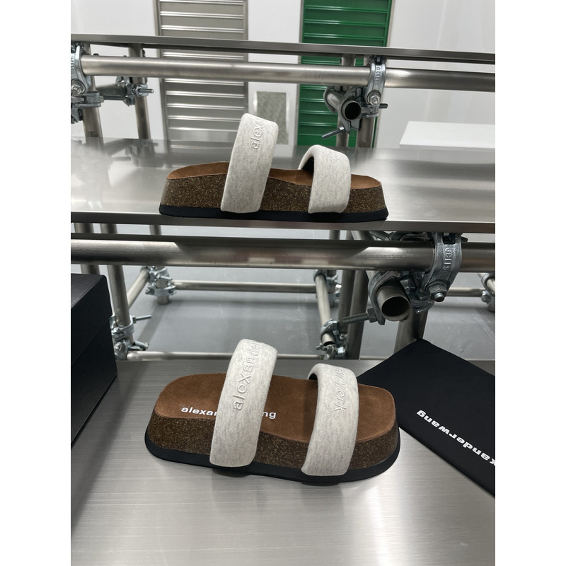 Alexander Wang Ronan Logo-embroidered Cotton-jersey Sandals Light Grey