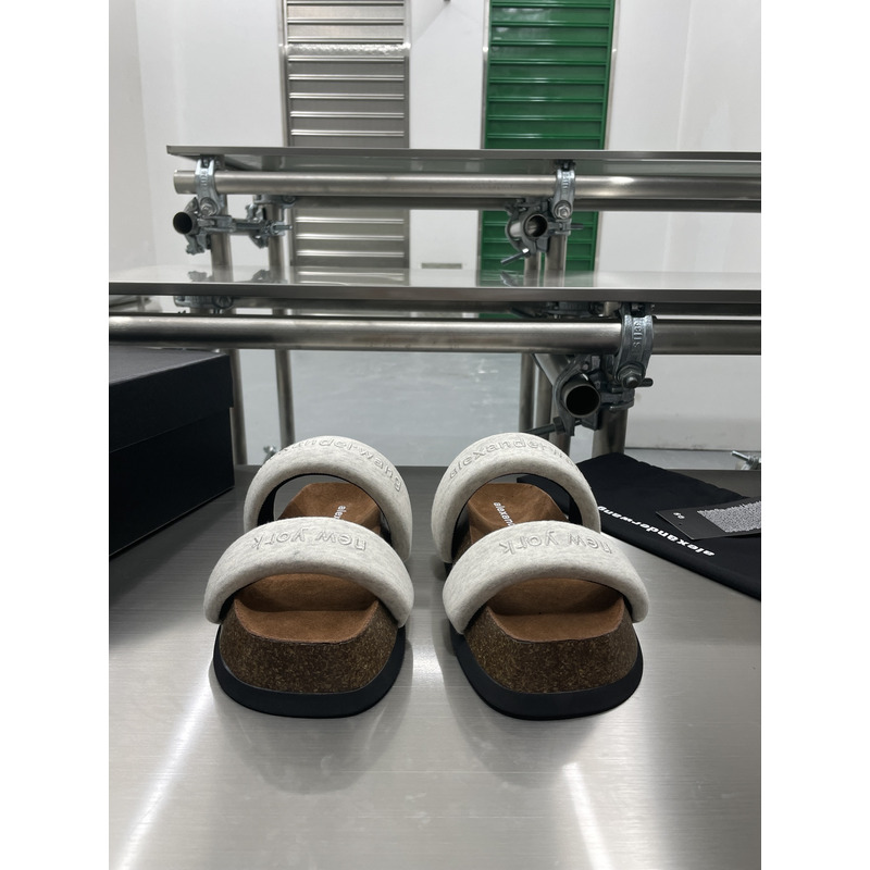 Alexander Wang Ronan Logo-embroidered Cotton-jersey Sandals Light Grey