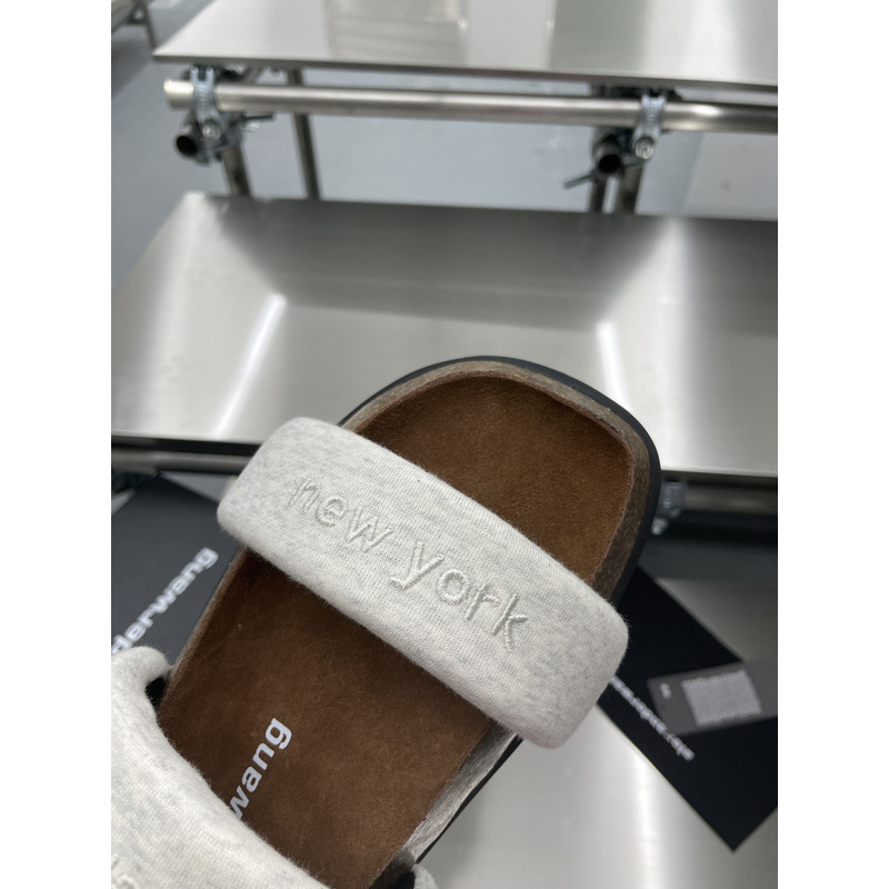 Alexander Wang Ronan Logo-embroidered Cotton-jersey Sandals Light Grey