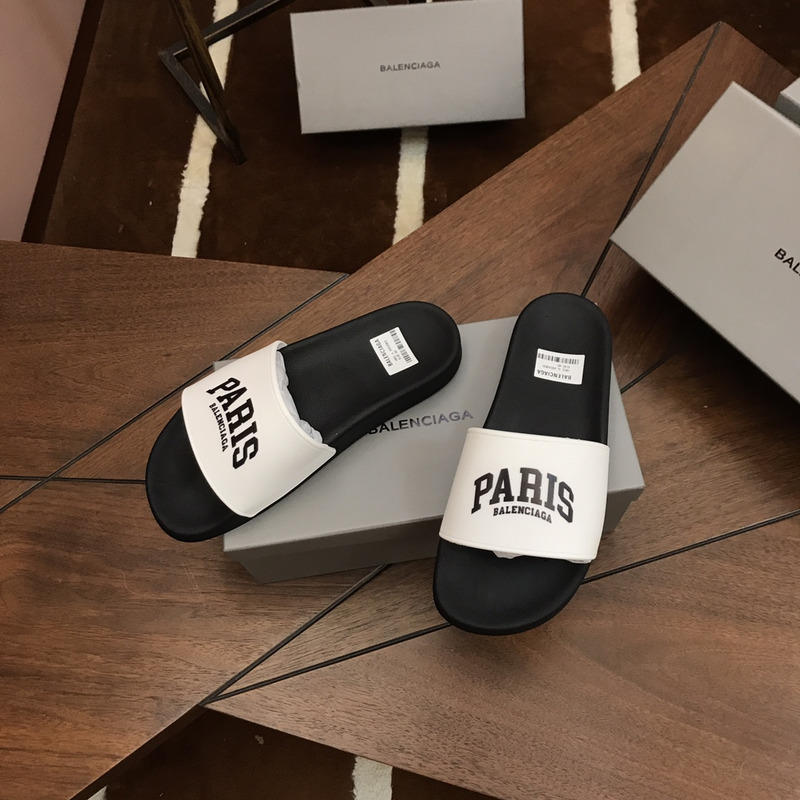 Ba*len*cia*ga paris pool slides white&black