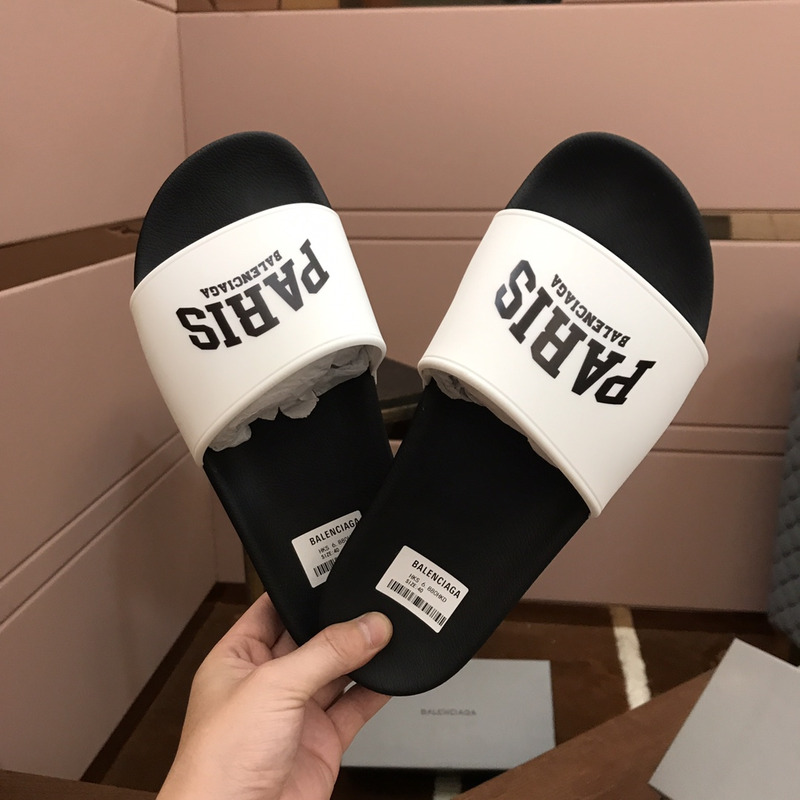 Ba*len*cia*ga paris pool slides white&black
