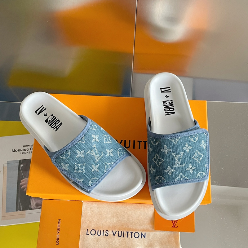 l**is V*t*n x nba monogram mules blue/white