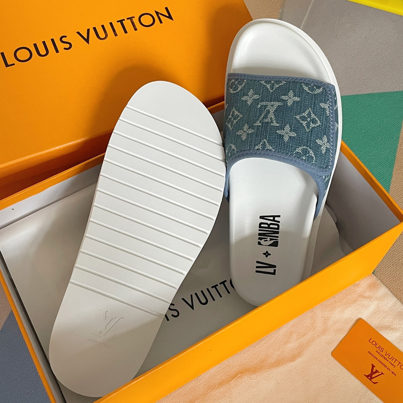 l**is V*t*n x nba monogram mules blue/white