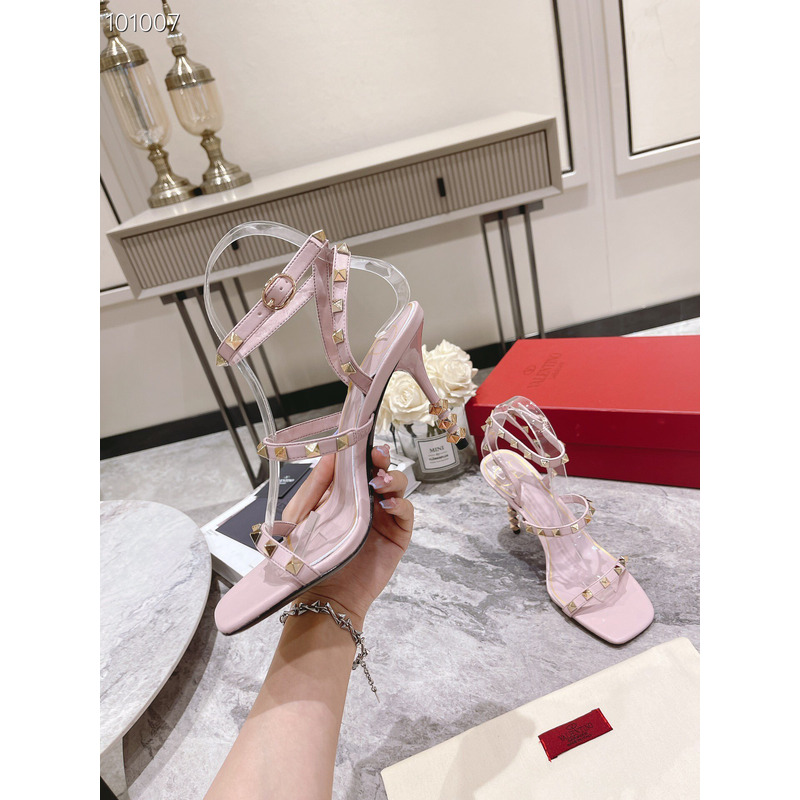 Valentino Square Toe Sandals with Rivets Pink