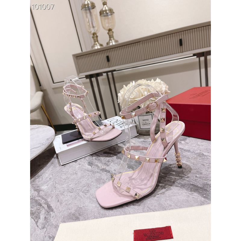 Valentino Square Toe Sandals with Rivets Pink