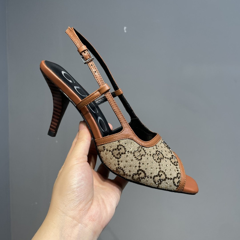 G*u*i gg-embellished slingback pumps brown