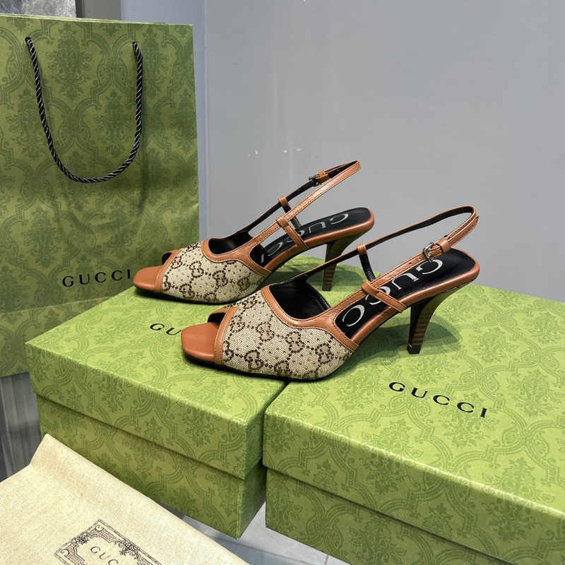 G*u*i gg-embellished slingback pumps brown