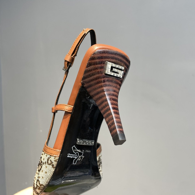 G*u*i gg-embellished slingback pumps brown