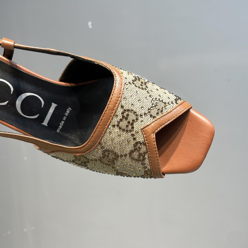 G*u*i gg-embellished slingback pumps brown