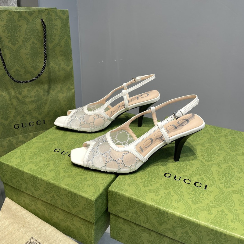 G*u*i slingback pumps with gg crystals white