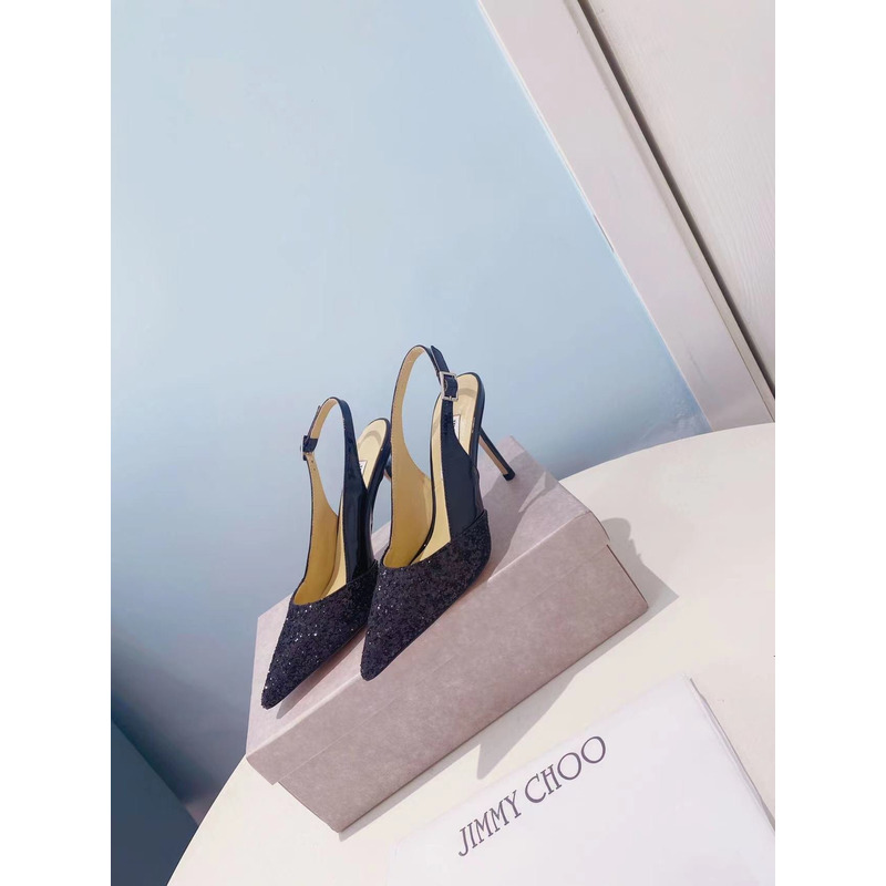 Jimmy Choo Erin Glitter Slingback Pumps Black