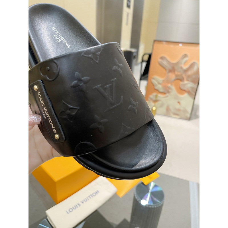 l**is V*t*n pool pillow flat comfort mules black