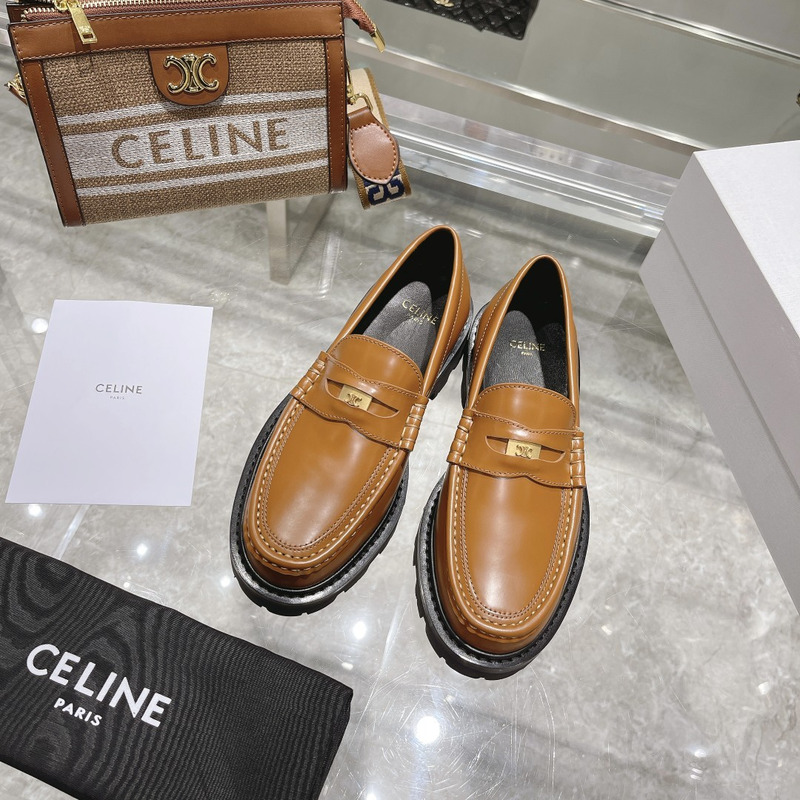 Ce**e luco triomphe buffed calfskin loafers brown