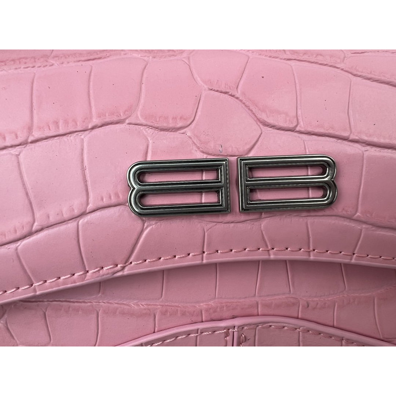 Ba*len*cia*ga croc-embossed calfskin handbag pink