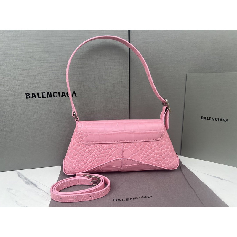 Ba*len*cia*ga croc-embossed calfskin handbag pink