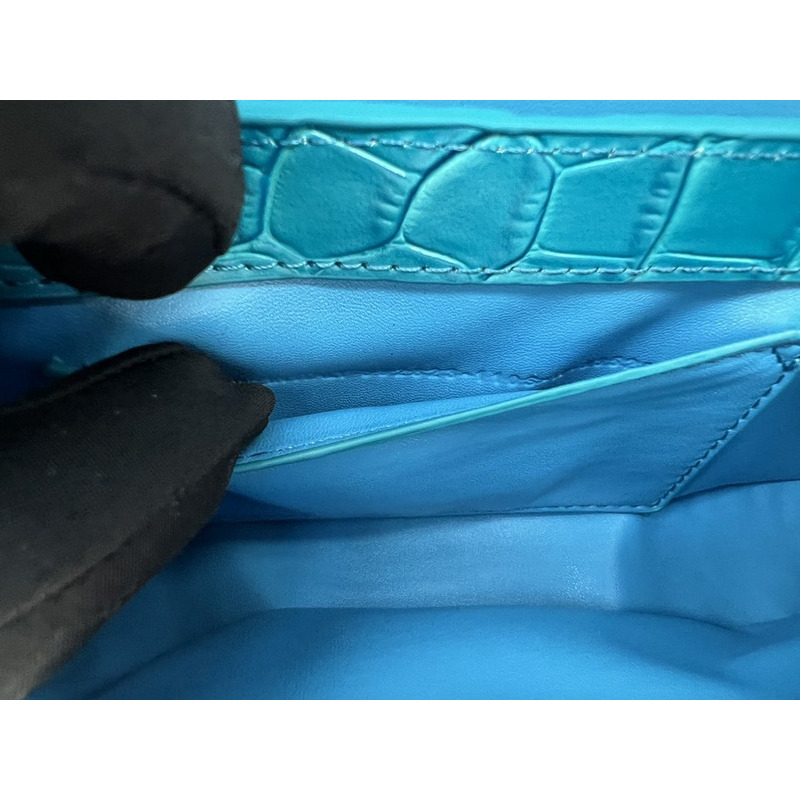 Ba*len*cia*ga croc-embossed calfskin handbag blue