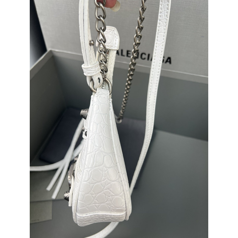 Ba*len*cia*ga le cagole leather shoulder bag white