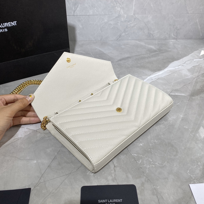 Saint Laurent Loulou Small Quilted Leather Shoulder Bag  White 22.5x14x4cm