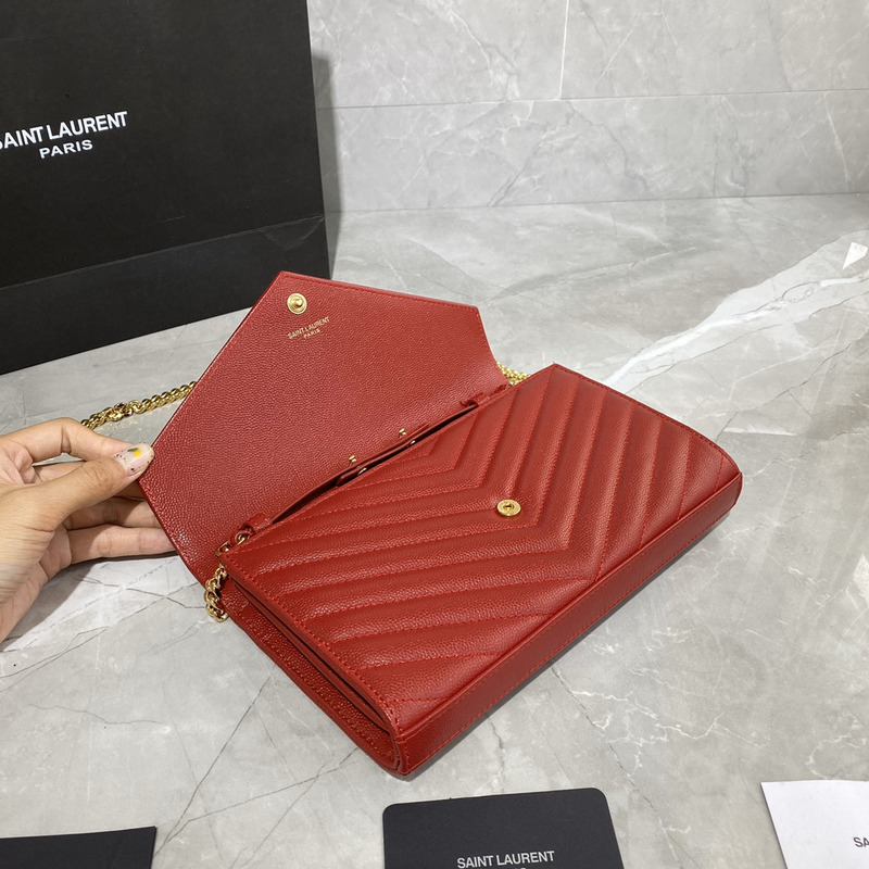 Saint Laurent Monogram Envelope Bag Red