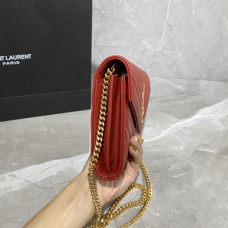 Saint Laurent Monogram Envelope Bag Red
