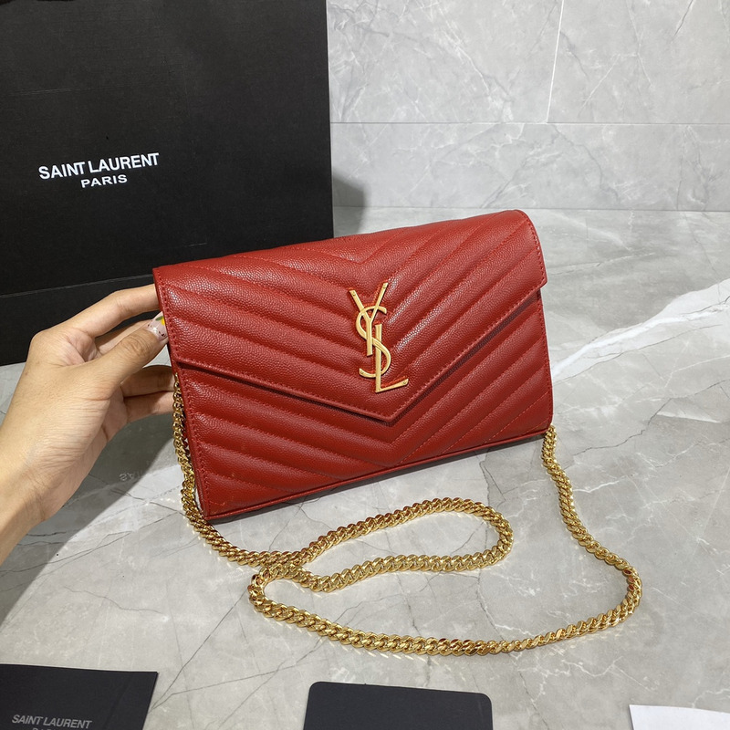 Saint Laurent Monogram Envelope Bag Red