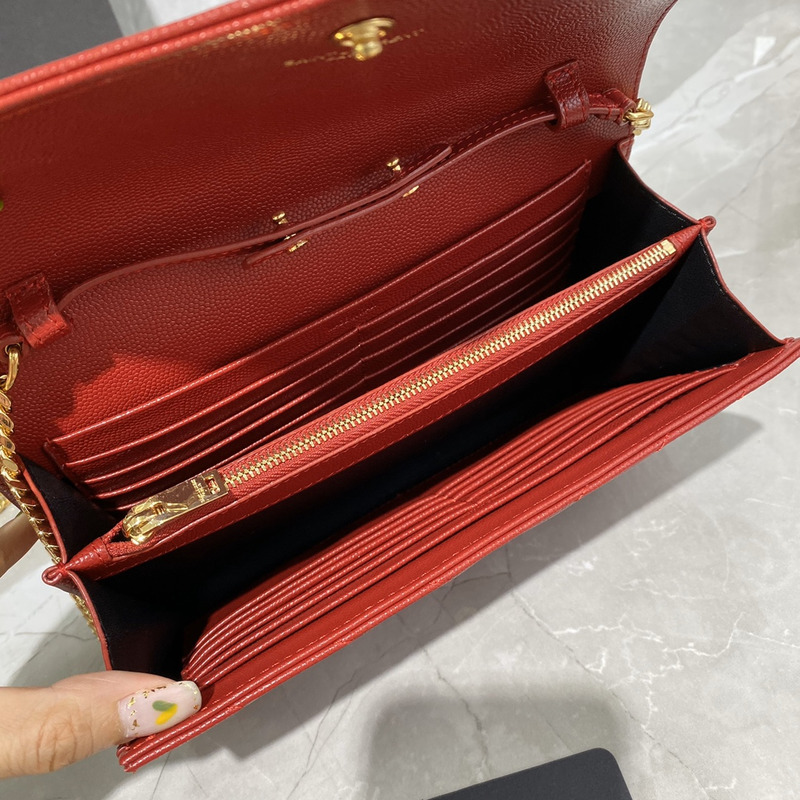 Saint Laurent Monogram Envelope Bag Red