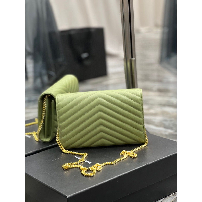 Saint Laurent Monogram Envelope Bag Green