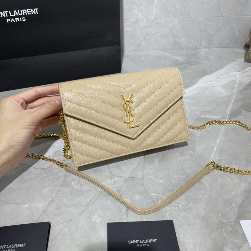 Saint Laurent Monogram Envelope Bag Apricot