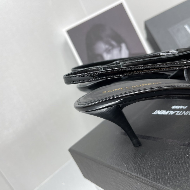 Saint Laurent Blade Metallic Cap Square Toe Leather Pumps Black