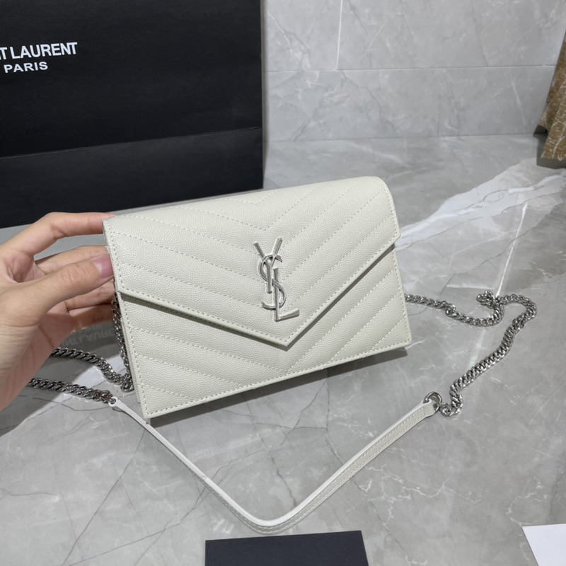 Saint Laurent Loulou Small Quilted Leather Shoulder Bag White
