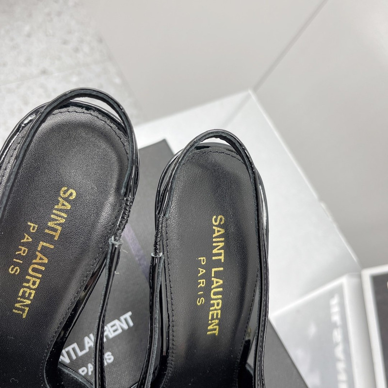 Saint Laurent Patent Leather Pointed Toe Slingback Pumps