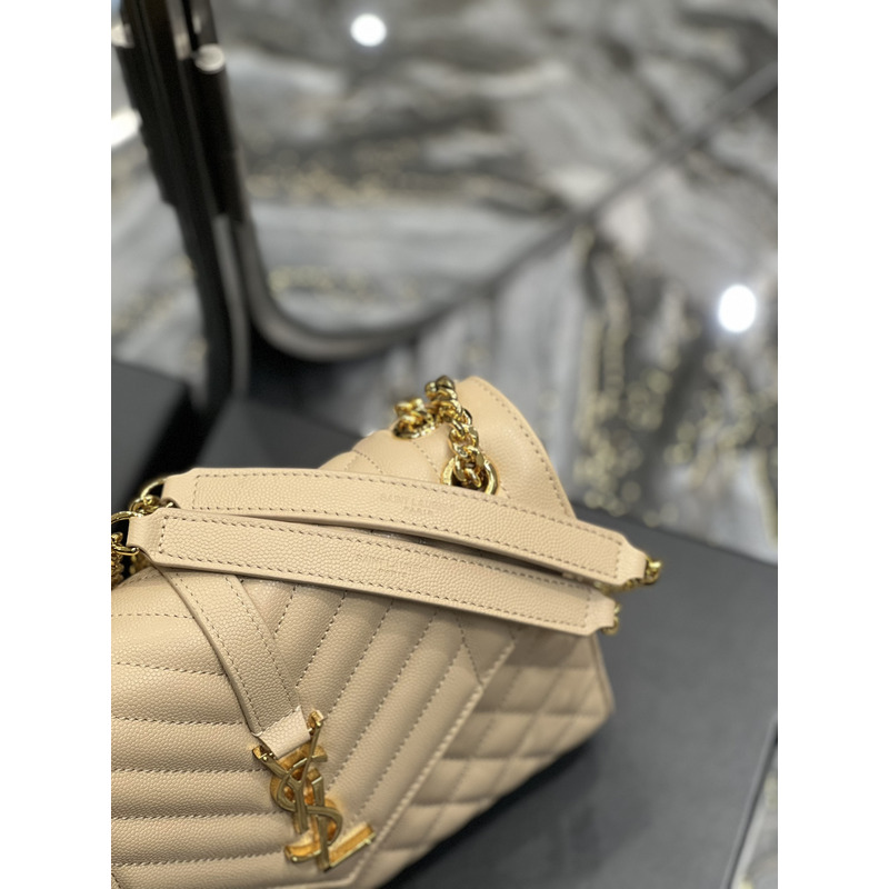 Saint Laurent Leather Messenger Bag Beige