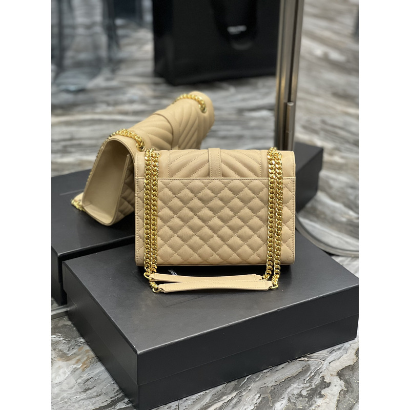 Saint Laurent Leather Messenger Bag Beige