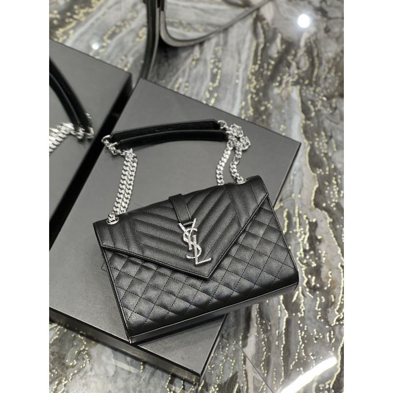 Saint Laurent Leather Messenger Bag Black