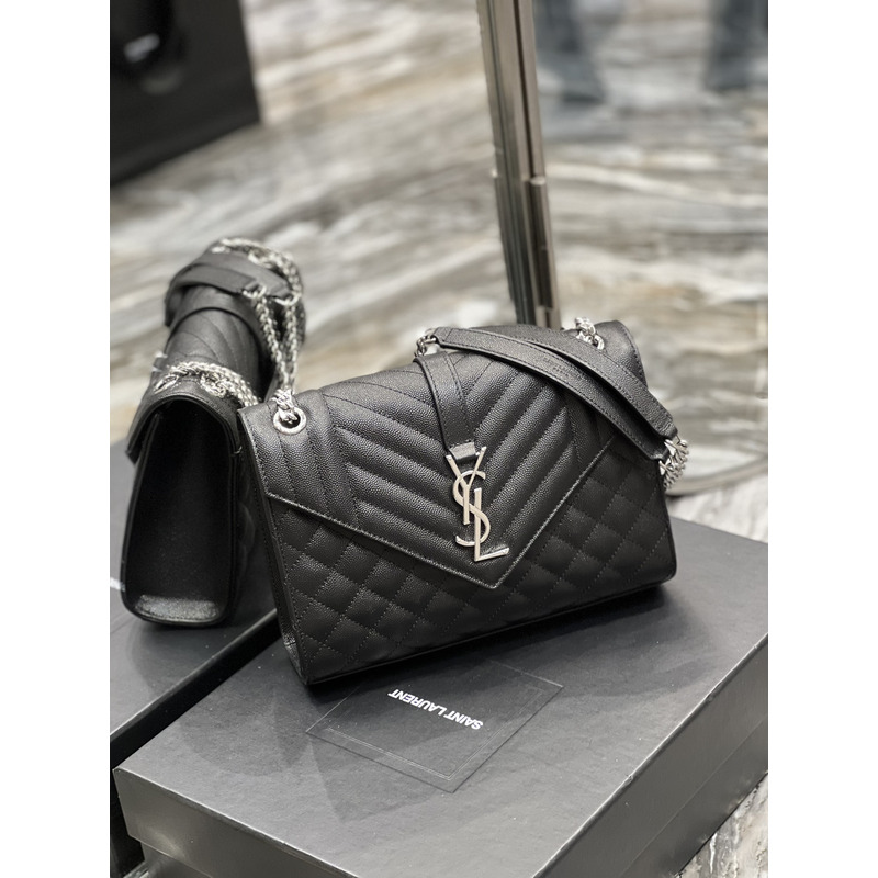 Saint Laurent Leather Messenger Bag Black